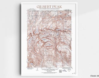 Gilbert Peak Utah 1905 USGS Map Poster | Restored and Remastered Vintage Map