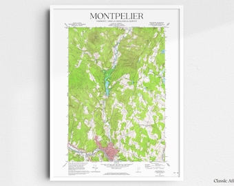 Montpelier Vermont 1968 USGS Map Poster | Restored and Remastered Vintage Map