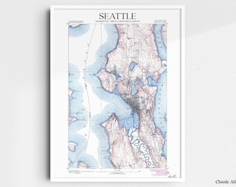 Seattle Washington 1894 USGS Map Poster | Restored and Remastered Vintage Map