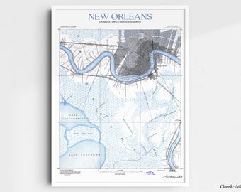 New Orleans Louisiana 1891 USGS Map Poster | Restored and Remastered Vintage Map