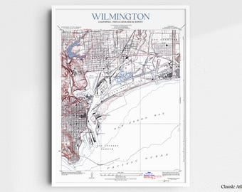 Wilmington California 1925 USGS Map Poster | Restored and Remastered Vintage Map