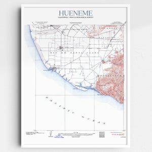 Hueneme California 1904 USGS Map Poster | Restored and Remastered Vintage Map
