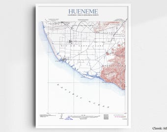 Hueneme California 1904 USGS Map Poster | Restored and Remastered Vintage Map