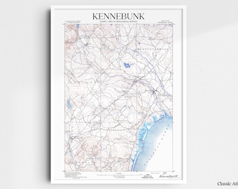 Kennebunk Maine 1891 USGS Map Poster | Restored and Remastered Vintage Map