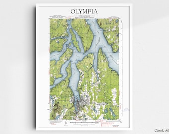 Olympia Washington 1937 USGS Map Poster | Restored and Remastered Vintage Map