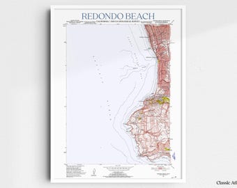 Redondo Beach California 1951 USGS Map Poster | Restored and Remastered Vintage Map