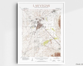 Las Vegas Nevada 1952 USGS Map Poster | Restored and Remastered Vintage Map