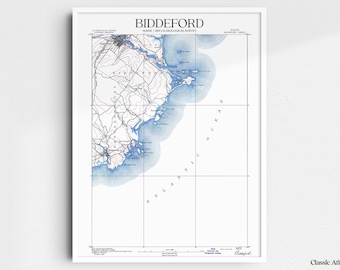 Biddeford Maine 1891 USGS Map Poster | Restored and Remastered Vintage Map