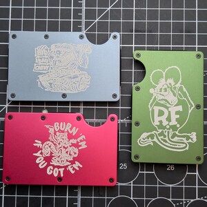Billetera con bloqueo RFID Ed Big Daddy Roth Rat Fink, tarjetero con clip para dinero, billetera delgada de metal minimalista personalizada grabada con láser para hombres, táctica