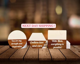 Personalized Marble Wood Coaster Set, Custom Engraved Gift for Mom