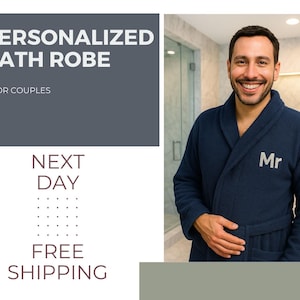 Personalized Turkish Cotton Bathrobe: Monogrammed Shawl Collar Robe