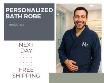 Personalized Turkish Cotton Bathrobe: Monogrammed Shawl Collar Robe
