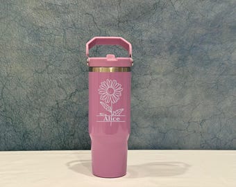 Personalized Engraved Tumbler: Stainless Steel Insulated 30oz with Handle
