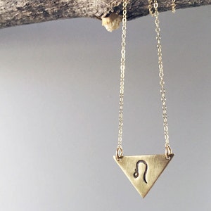 Zodiac Sign Necklace Custom Zodiac Triangle Design in Sterling Silver or Brass. image 3