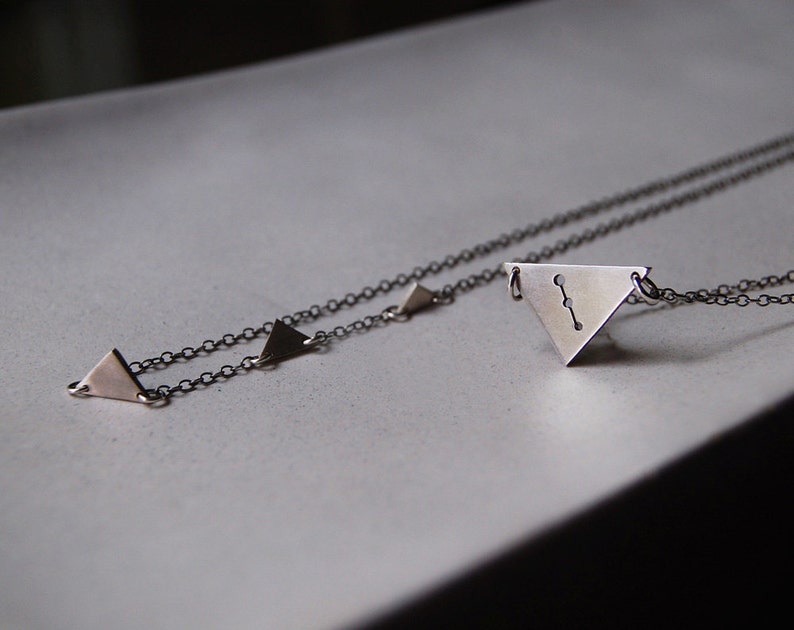 Teeny Tiny Three Triangles Pyramids of Giza Necklace Custom and personalized with Initials image 3