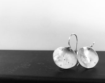 Constellation Earrings for the Daydreamer- Organic Circle Shape, Brushed SIlver Custom Star Constellation