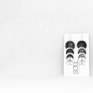 Total Solar Eclipse Earrings in Oxidized Black, Brushed Sterling Silver or Yellow Brass- Moon Phase Style