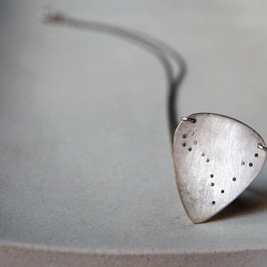 Guitar Pick Necklace- Custom Constellation Silver Guitar Pick