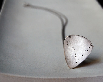 Guitar Pick Necklace- Custom Constellation Silver Guitar Pick