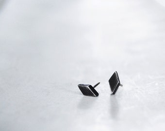 Diamond Shape Studs in Black or Silver- Shine on You Crazy Diamond