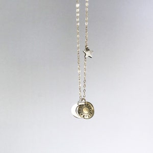 Sun, Moon and Star Charm Necklace