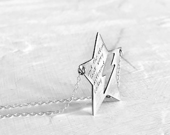 Star Lightning Bolt Necklace- Custom Words or Lryics