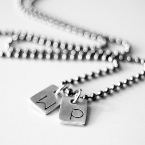 Minimalist Dog Tag Necklace - Two Tags Personalized with Initials