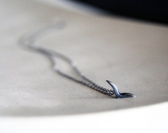 Blackbird Necklace in Oxidized Black- Tiny Modern Bird Shape Pendant