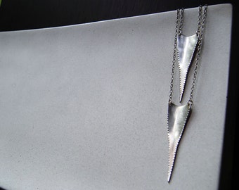 Great White Shark Tooth Necklace - Rustic Rough Edge Shark Tooth, Arrow Shape Necklace