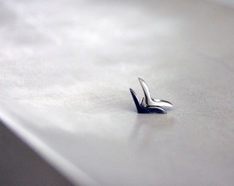 Blackbird Earring- Oxidized Black or Sterling Silver Stud Earrings- Modern Bird Shape