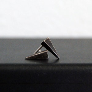 Spike Earrings- Tiny Spike Studs in Brushed Silver or Oxidized Black