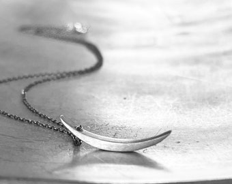 Crescent Moon Necklace - Earthshine - in Sterling Silver, Oxidized Black or 10k Gold.