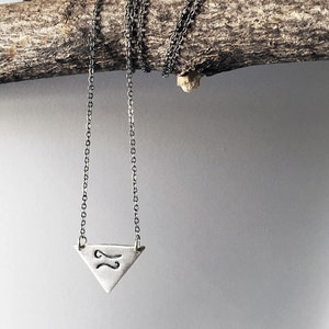 Zodiac Sign Necklace Custom Zodiac Triangle Design in Sterling Silver or Brass. image 2