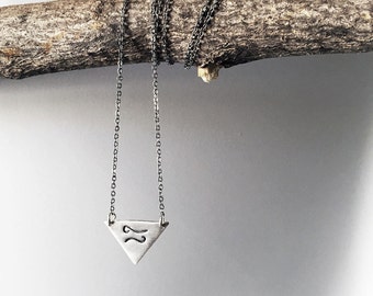 Zodiac Sign Necklace- Custom Triangle Zodiac Design in Sterling Silver or Brass.