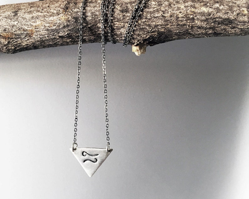 Zodiac Sign Necklace Custom Zodiac Triangle Design in Sterling Silver or Brass. image 2