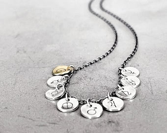 Planetary Symbols Solar System Necklace- Handmade with Unique Planet Symbols in Sterling Silver.