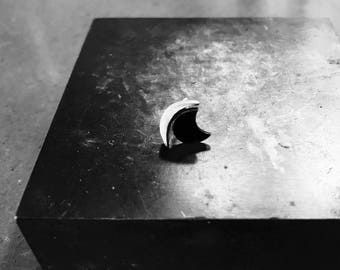 Eclipse Studs- Handcrafted Mini Eclipse Post Earrings in Brushed Sterling Silver- Moon Shape Post Earrings