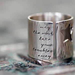 Rock Star Ring with Custom Words or Lyrics- Mens Sizes