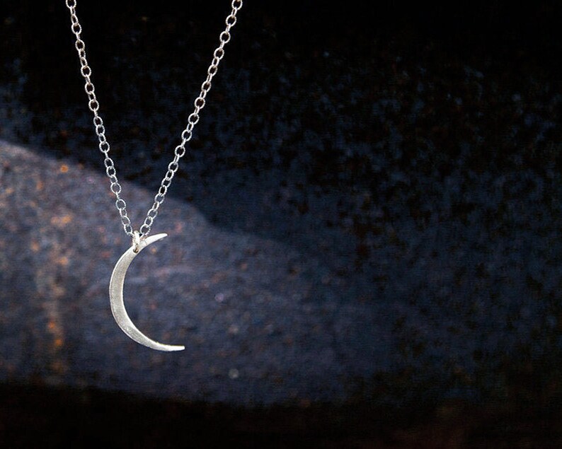 Mini Crescent Moon and Stars Layered Necklace Modern Silver Crescent Moon Shape with Three Tiny Star image 2