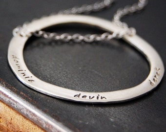 Circle of My Life - Personalized Circle Necklace- Custom Lower Case Names or Words