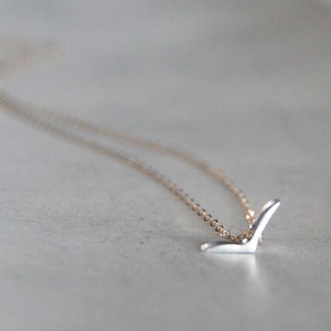 Blackbird Necklace in Two Toned Silver on Gold Chain or All Silver- Tiny Modern Bird Shape Pendant