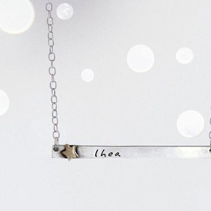 Star Child Name Tag Necklace-  Name Plate Necklace with Brass Star Rivet