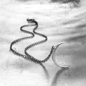 RESERVED for Francessca- Small Crescent Moon Necklace- Handmade Modern Silver Crescent Moon Shape