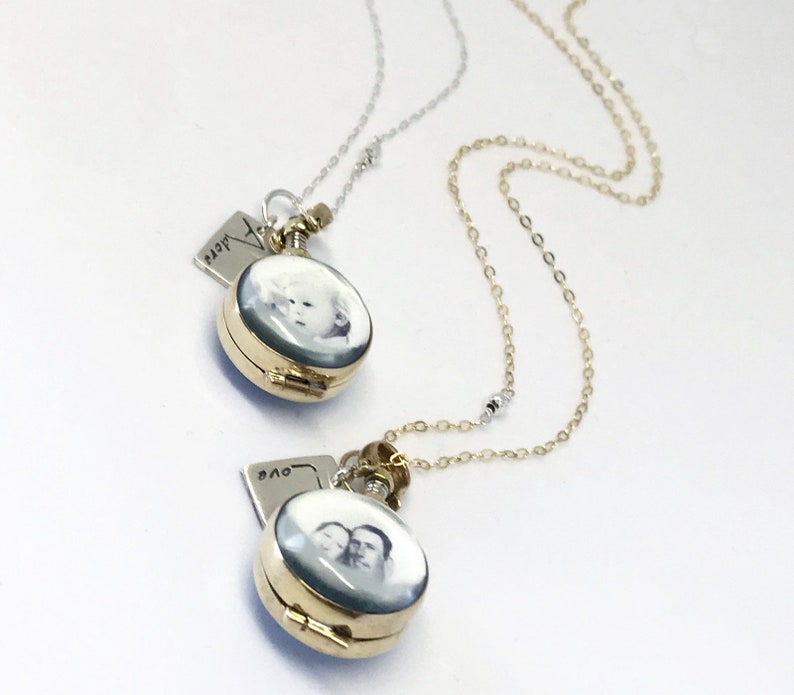 Locket Necklace Mini Round Photo Locket in Gold Tone Glass Etsy
