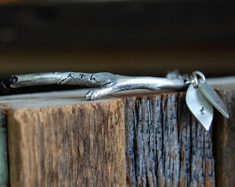 Meet Me at the Birch Family Tree Bracelet - Personalized Custom with Two Leaves