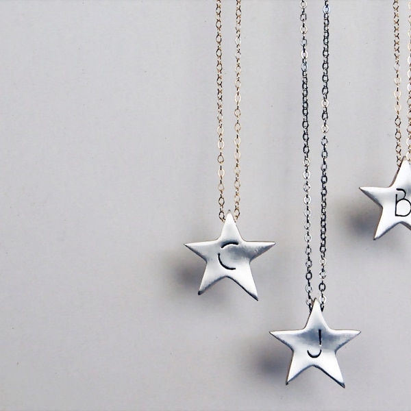 Shining Star Initial Necklace- Handcrafted Sterling Silver Custom With One Initial