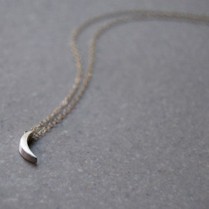 Tiny Crescent Moon Waning Crescent Moon Necklace Custom in Two Toned Silver/Gold Chain or all Sterling Silver. image 4