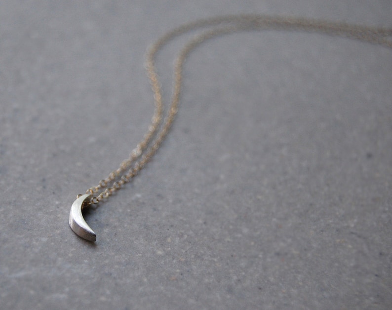 Tiny Crescent Moon Waning Crescent Moon Necklace Custom in Two Toned Silver/Gold Chain or all Sterling Silver. image 4