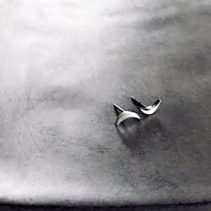 Waning Crescent Moon Studs- Handcrafted Mini Moon Post Earrings in Brushed Sterling Silver- Crescent Shape Post Earrings