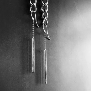 Silver Bar Skinny Statement Earrings